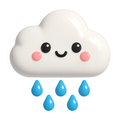 Wall Mural - png cute cloud with raindrops.