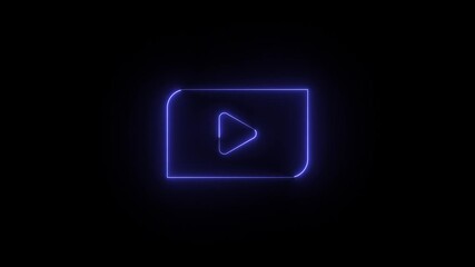 Neon glowing pause button icon animation abstract media control symbol animation on black background	
