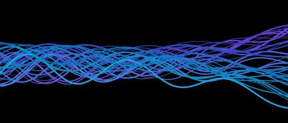 Dynamic vector tech background with flowing blue and purple lines.