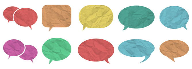 Wall Mural - set of colorful speech bubbles with paper texture for text, chatting, message box. speech bubbles, c