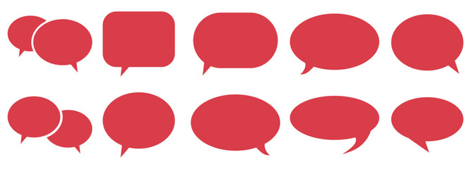 Wall Mural - set of red speech bubbles for text, chatting, message box. speech bubbles, communication concept. re