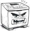 © vadymstock - Black and white cartoon illustration of an angry printer with a fierce facial expression