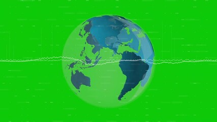 Wall Mural - animation of digital data processing over globe on green screen background