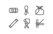 © Framezy - simple outline stroke icon isolated on white background: bundle rope tie cloth wrap stick pack carried load knot edge