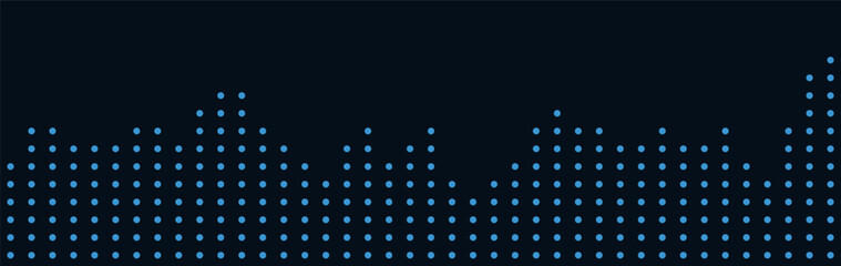 Blue dot pattern sound wave vector tech background for digital design.