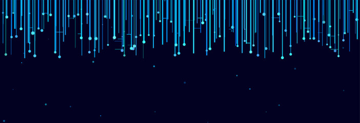 Abstract vector tech background with vertical lines and dots in blue tones.