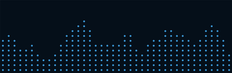 Modern vector tech background with blue dotted wave pattern on dark.