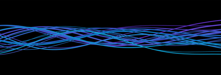 Abstract vector tech background with dynamic wavy lines and modern geometric shapes.