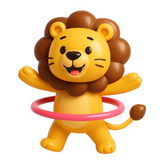 Wall Mural - png playful lion with hula hoop.