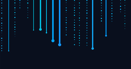 Abstract vector tech background with blue lines and dots on dark surface.