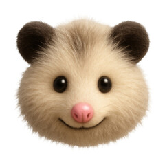 Wall Mural - png cute fluffy animal face illustration.