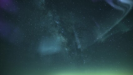 Wall Mural - Aurora Animation Illumination in Milky Way Loop