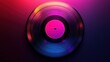 © akun - Vibrant, colorful vinyl record, illuminated with gradient hues of pink and blue.