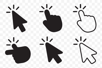 Wall Mural - Blue mouse cursor and hand icons with click isolated