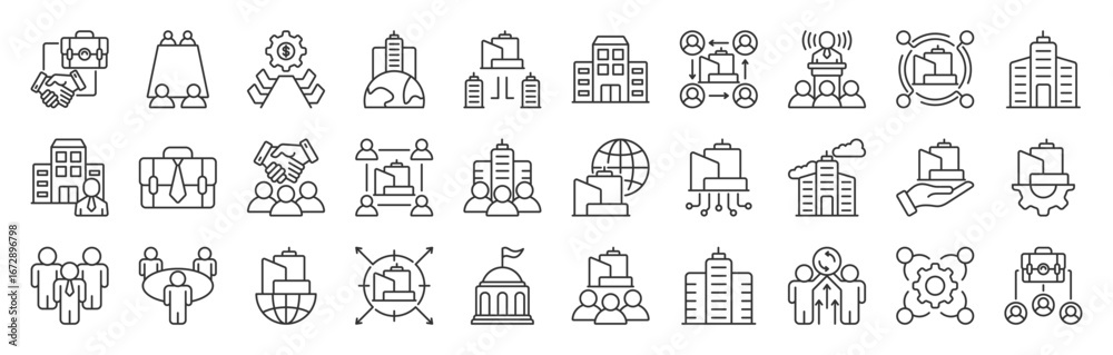 Corporate line editable icon set collection. Linear icon collection ...