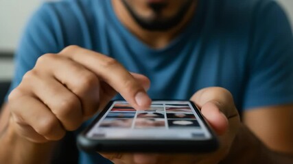 Close up person hands using digital device technology interaction