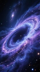Wall Mural - Spiral Galaxy in Deep Space with Vibrant Purple and Blue Hues