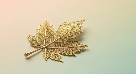 elegant gilded maple leaf in detailed rendering on a gradient backdrop