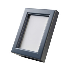 3d rustic wooden photo frame isolated on transparent background