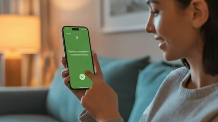 Person using mobile phone at home