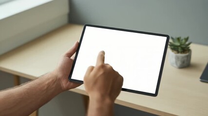 Hands using tablet closeup indoor daytime