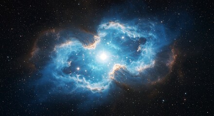 Wall Mural - ​A striking view of a stellar nursery, where a new star illuminates swirling clouds of gas
