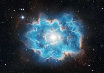 Wall Mural - Vast cosmic nebula of vibrant gas and starlight, with a brilliant star at its glowing center