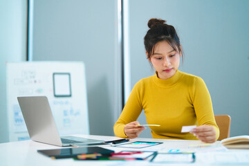 Wall Mural - UX UI applications designer working for smart phone interface