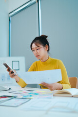 Wall Mural - UX UI applications designer working for smart phone interface