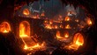 © Rizky - Colossal subterranean forge city illuminated by the infernal glow of flowing lava rivers and blazing furnaces