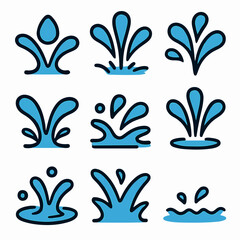 Water Splash Icons Set for Design and Animation