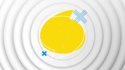Wall Mural - animation of yellow spot and blue marks over pulsating white circles