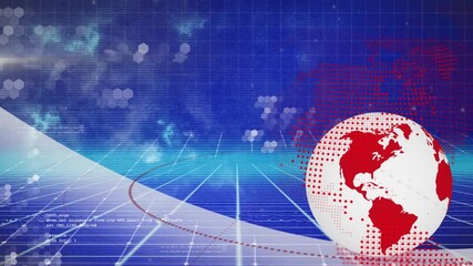Wall Mural - animation of globe, network of connections and data processing
