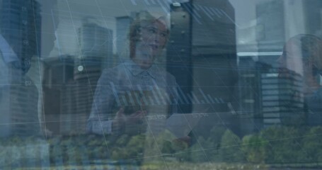 Wall Mural - animation of financial data processing over fit and financial data processing
