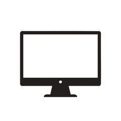 A simple black and white icon of a computer monitor with blank screen.