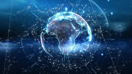 Wall Mural - animation of globe with network of connections over globe