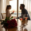 © Faisal - Romantic wine tasting a rose and two glasses of wine