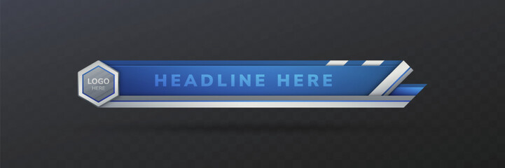 Wall Mural - Lower Third Banner, Metallic Silver and Navy Blue Video Broadcast Title Overlay Template