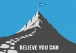 © AlfaSmart - Motivational concept of perseverance with mountain path and encouraging flag for inspirational design