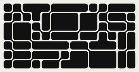 Wall Mural - abstract composition of bold rounded rectangle connected to each other. liquid shapes in a seamless 