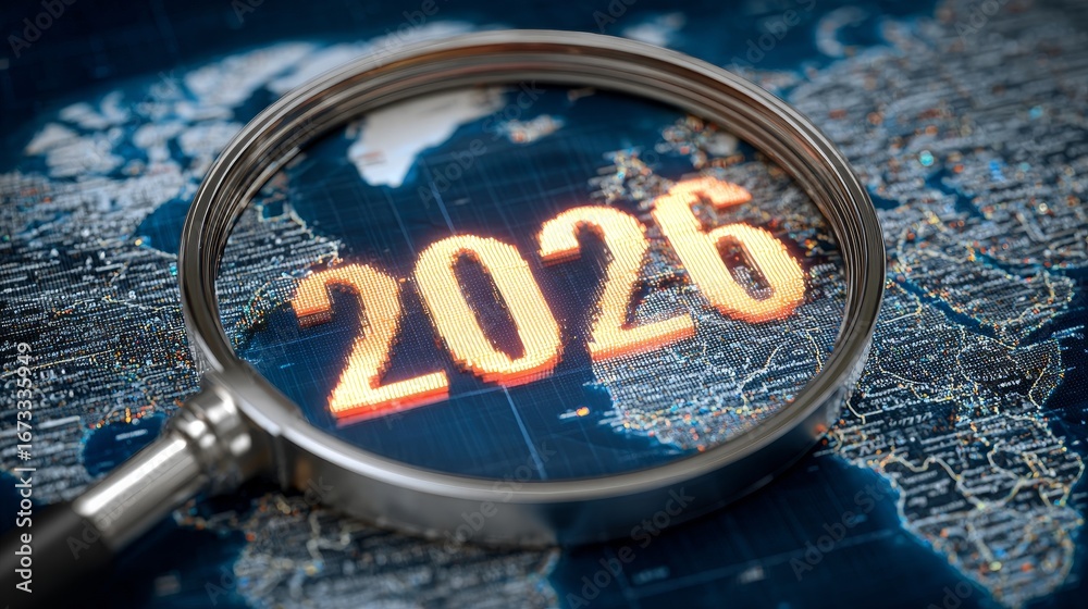 Realistic Close Up Of A Magnifying Glass Over Glowing 2026 Text On 1000 F 1673335949 
