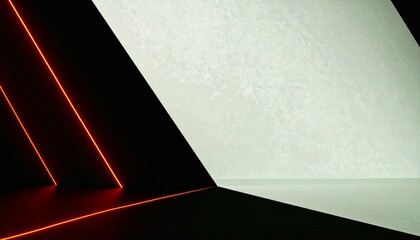 Wall Mural - A curved red laser beam arcs elegantly from the bottom left to the top right, creating a slight reflection and glow. The beam is centered in the frame, with a black-to-transparent gradient background 