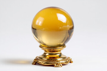 Amber glass orb on ornate gold stand elegant decorative object