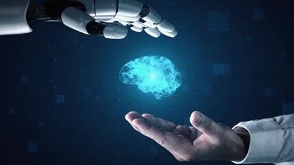 Wall Mural - futuristic robot artificial intelligence enlightening ai technology development and machine learning