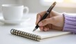 © Senja - Writing Process A Close-Up of a Hand with a Fountain Pen in the Act of Writing on a Notebook