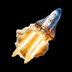 Wall Mural - Space shuttle launching with flames