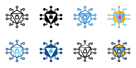 Cryptography icon set multiple style collection 

