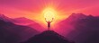 © waliyah - Silhouette figure on mountaintop, vibrant sunrise