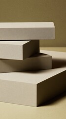 Minimalist composition of rectangular objects in neutral tones, abstract technology representation.
