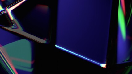 Wall Mural - Abstract animation, iridescent glass background, 4k seamless looped video, 3d render